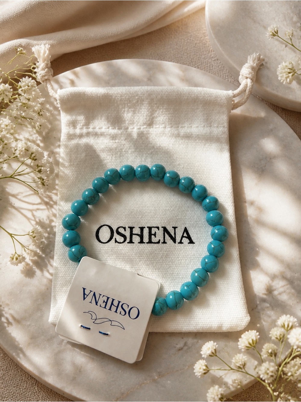 Turquoise Beaded Stretch Bracelet - beach wear jewelry